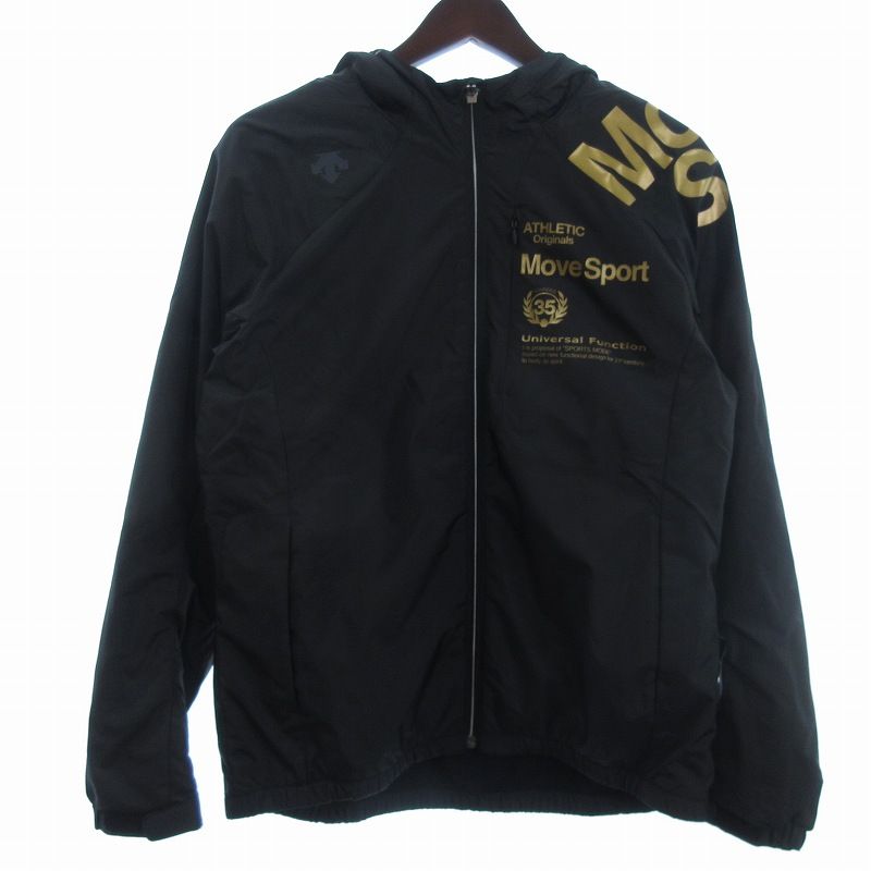 デサント DESCENTE ウィンドブレイカー パーカー ジップアップ 長袖 プリント DMMOJF34 黒 ブラック M