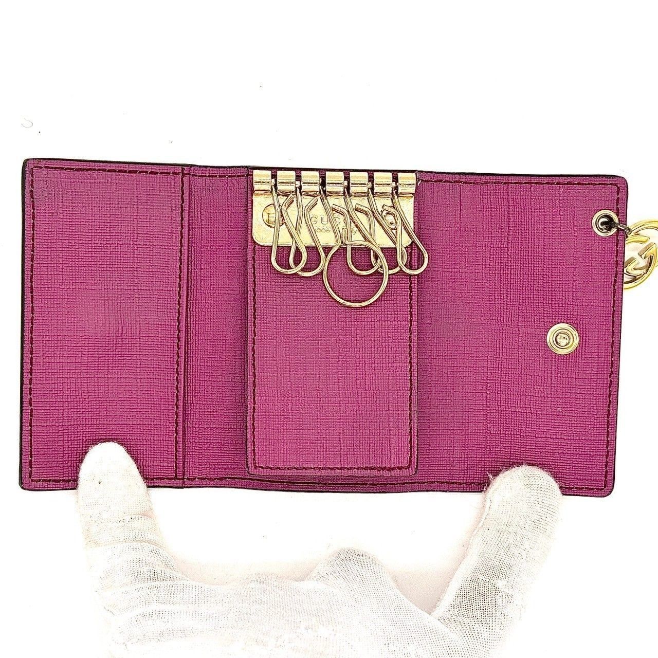 【新品】GUCCIキーケース グッチ GUCCI キーケース プチ マーモント ダラーカーフ ダブルG