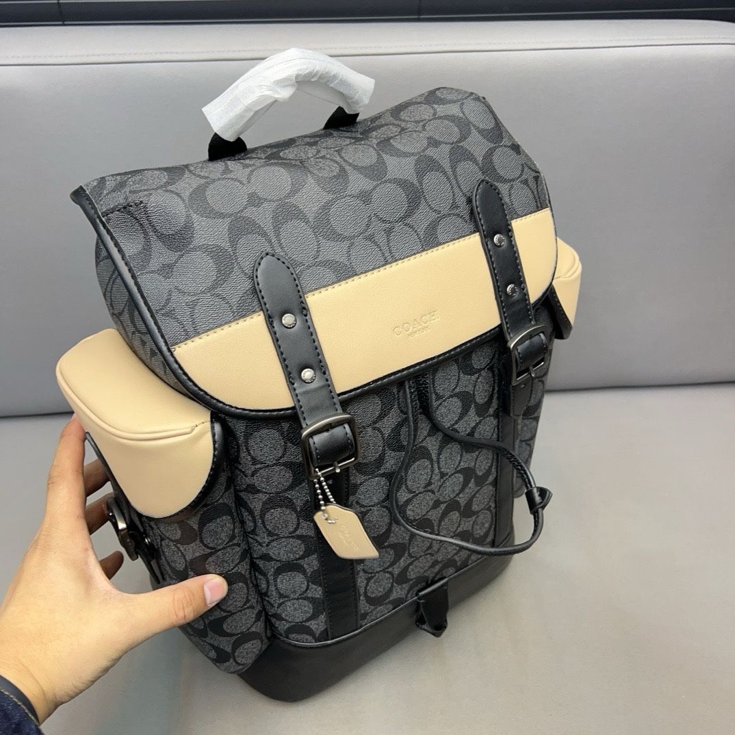 COACH コーチ バックパック メンズ シグネチャー グレー アイボリー 高級感 ファッション 大容量 旅行 ビジネス