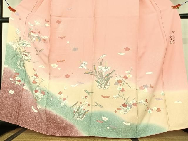平和屋着物○新匠工芸士会会員 吉田匡廣 訪問着 刺繍 飾花文 枝梅 暈し  