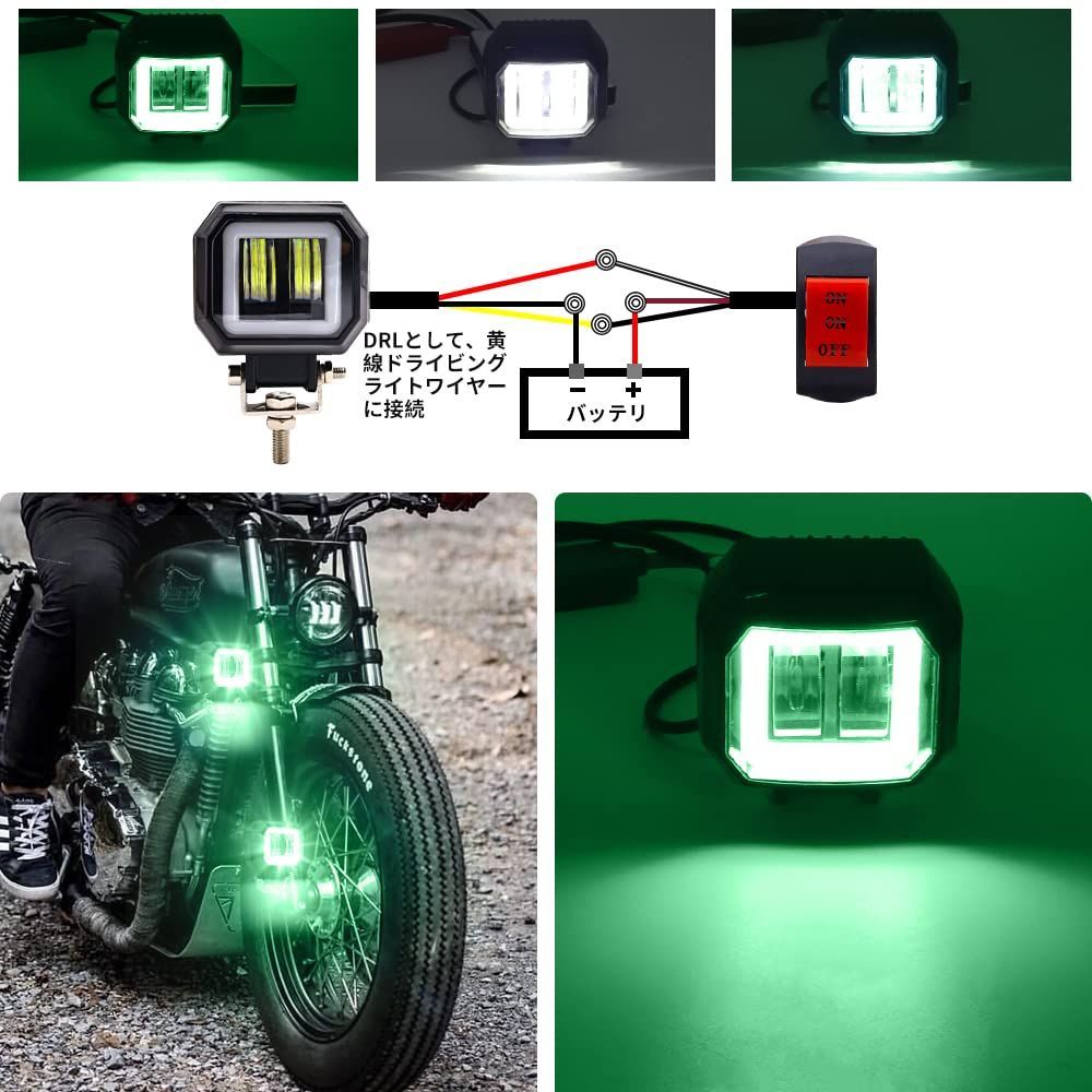 新品 バイク用ヘッドライト補助灯 車用フォグランプLED LEDワーク 