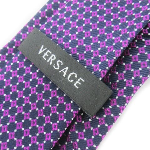 VERSACE 紫 チェック柄 ネクタイ VERSACE - 極美品✨ ヴェルサーチ ネクタイ ストライプ パープル