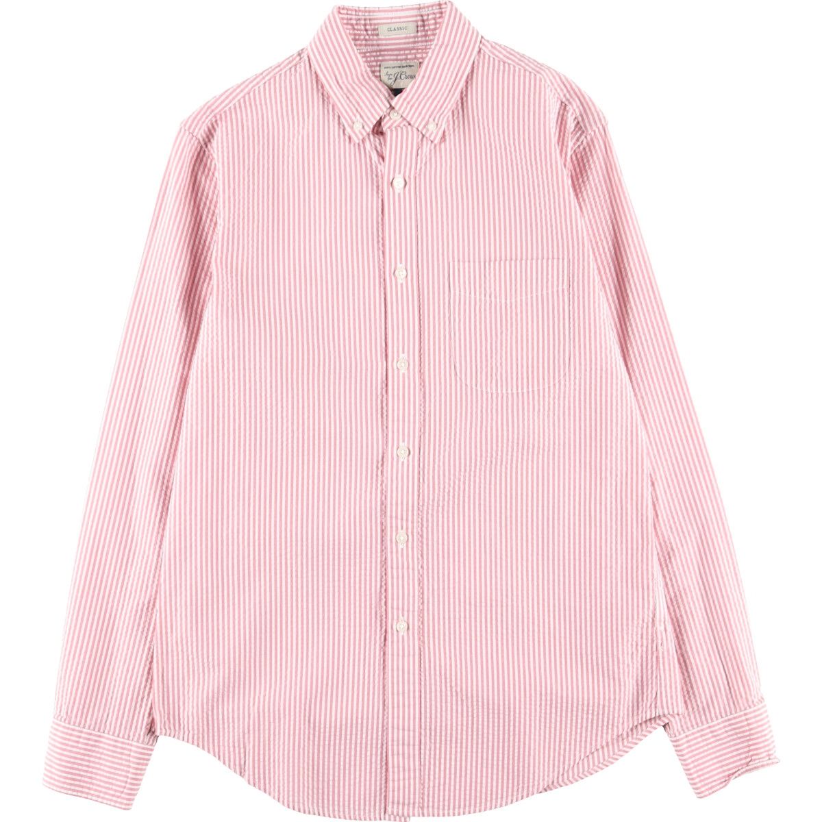 古着 ジェイクルー J.Crew CLASSIC シアサッカー 長袖 ボタンダウンストライプシャツ メンズS/eaa427685