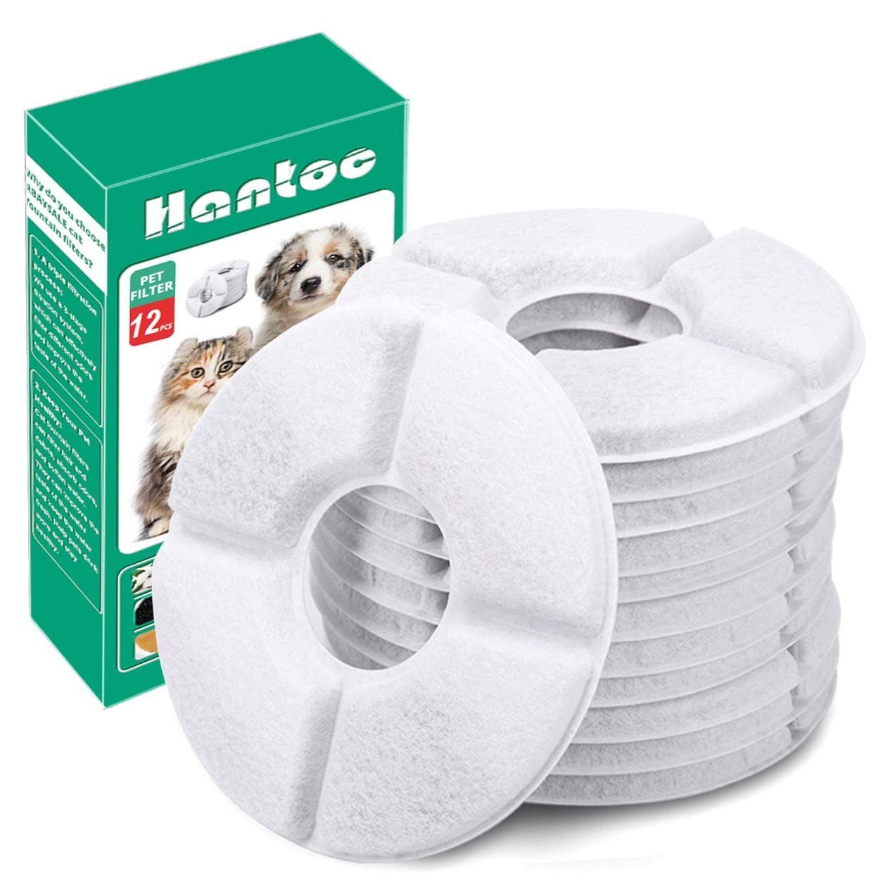 色: 全円タイプ】Hantoc 猫 犬 給水器 交換用フィルター 12個入 軟