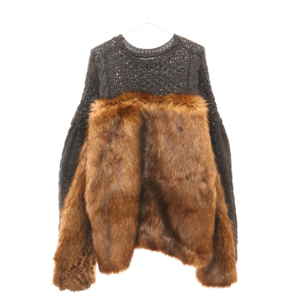 FACETASM (ファセッタズム) 20AW FAUX FUR KNIT フェイクファー切替 ニットセーター MORK-KN-M04  ブラウン/ブラック - メルカリ