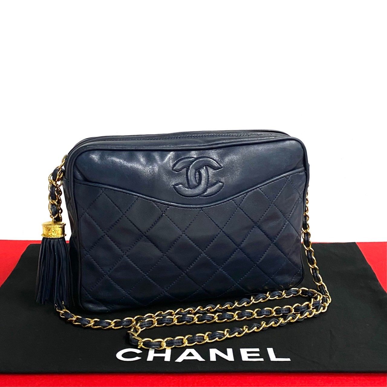 シャネル CHANEL フリンジ ココマーク マトラッセ ラムスキン レザー 革