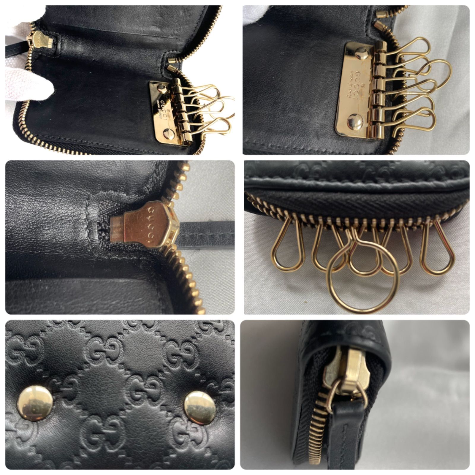 正規品 GUCCI グッチ 322214 0959マイクログッチシマ レザー 6連キー 