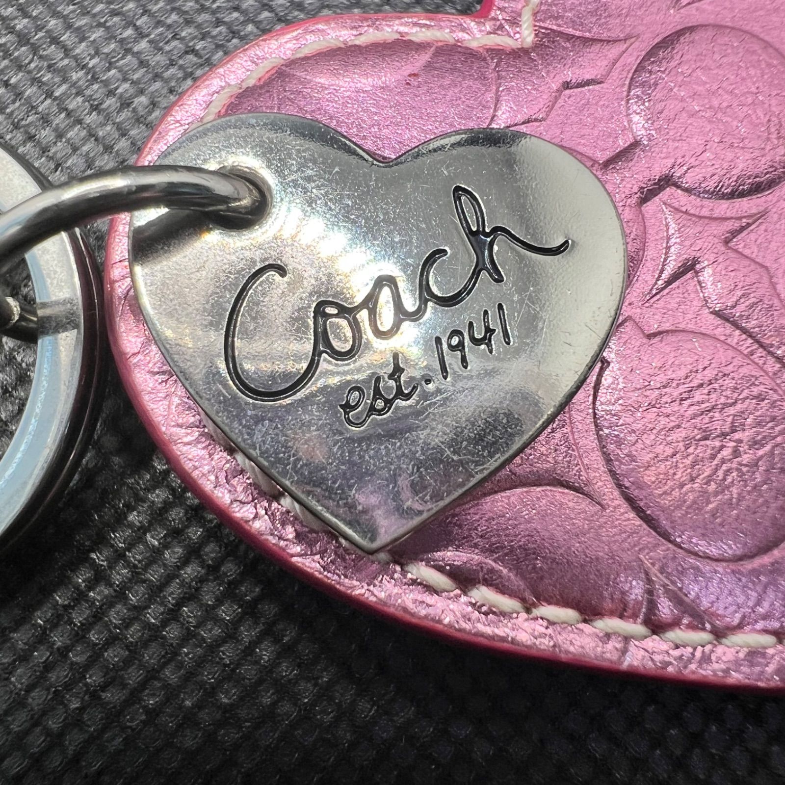 COACH コーチ キーホルダー チャーム ハート ピンク