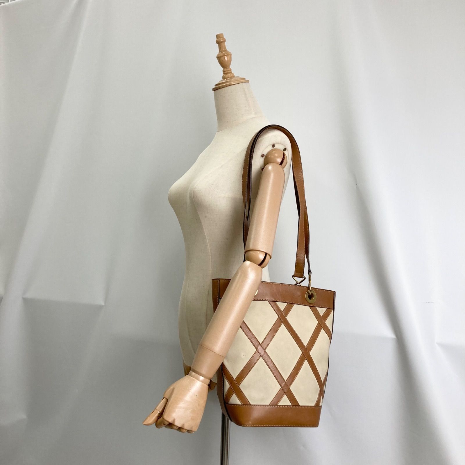 CELINE セリーヌ バケツ型 ショルダーバッグ トートバッグ ベージュ 