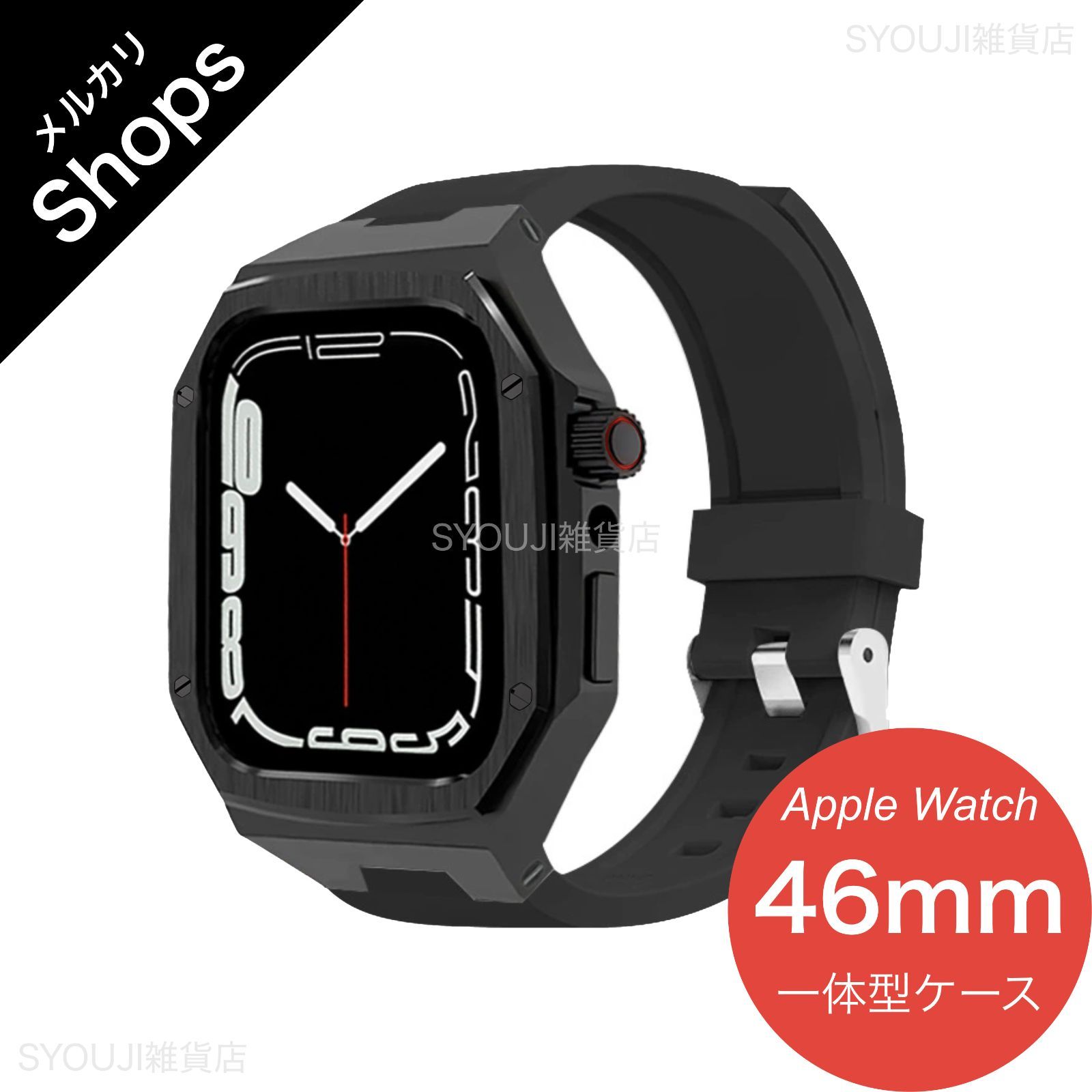 Apple Watch 11/10 46mm シリコン/ステンレスバンド ブラック - メルカリ