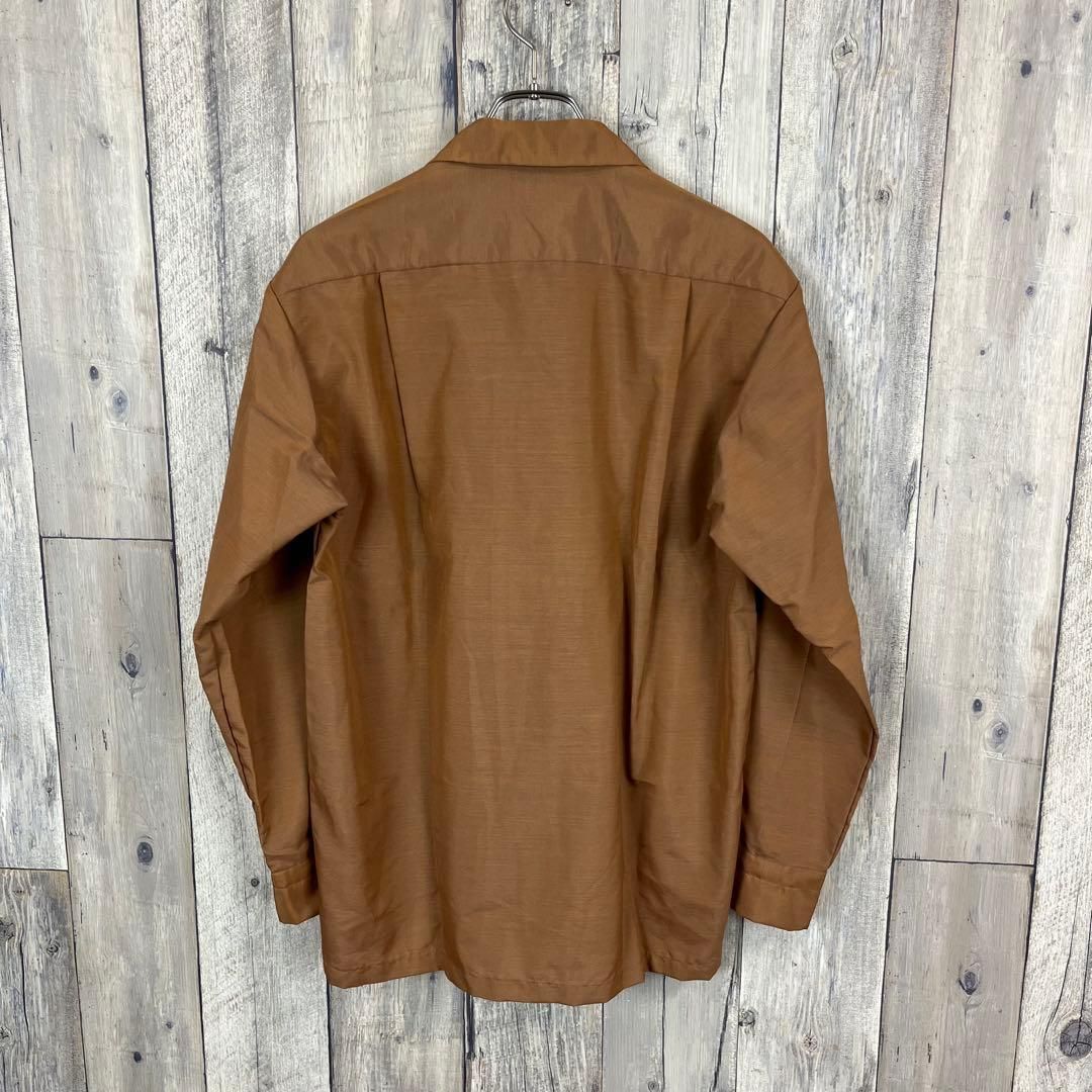 70s ALL YOUNGMAN ヤングマン 長袖 無地 開襟 ドレス シャツ