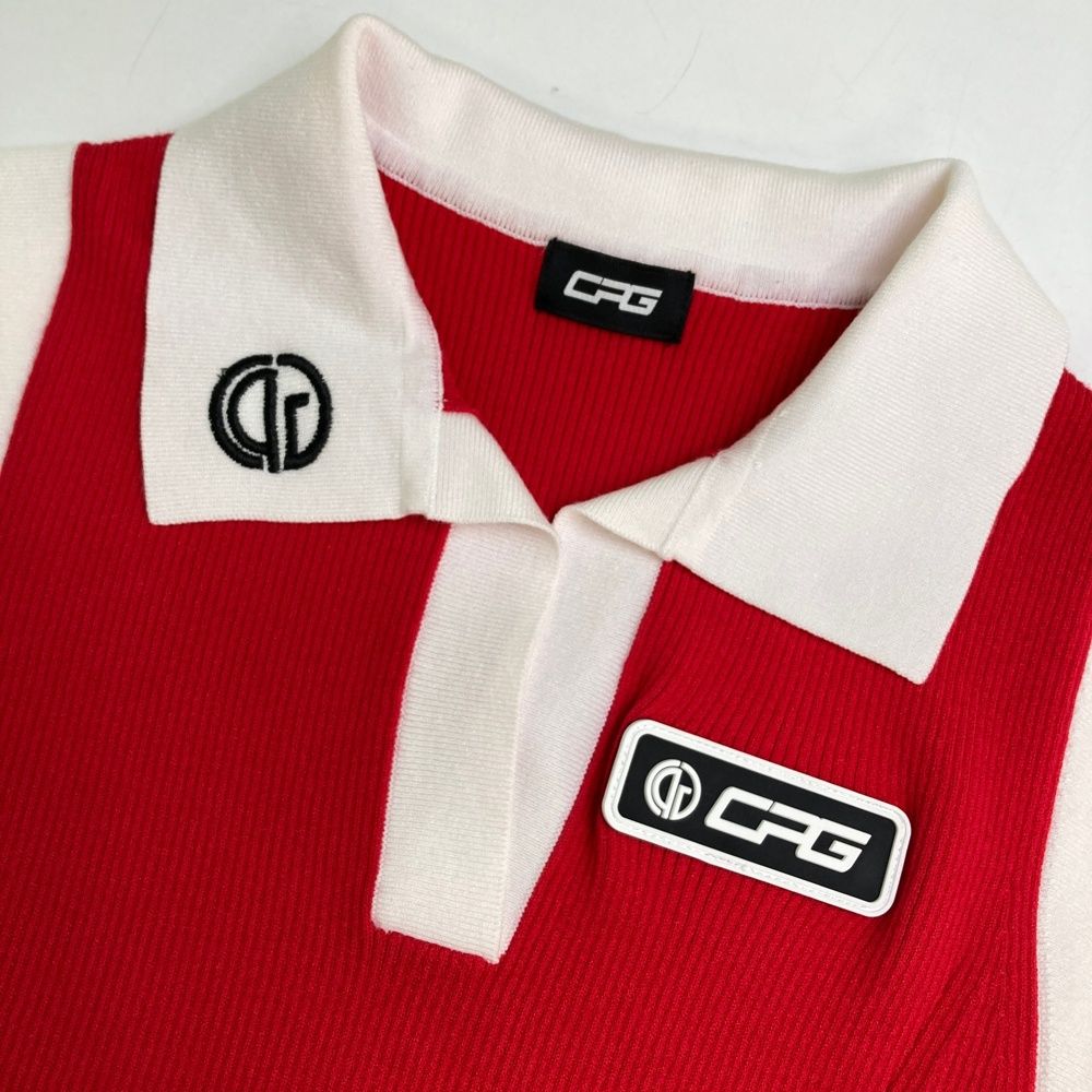 サイズ：2 CPG GOLF シーピージーゴルフ 半袖 ニット ワンピース
