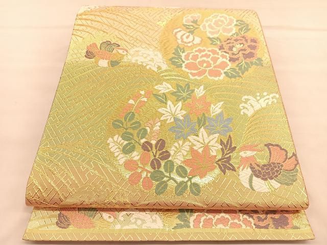 色紙松、鶴、旭日を金地に描いた吉祥画配送用袋S1039SS