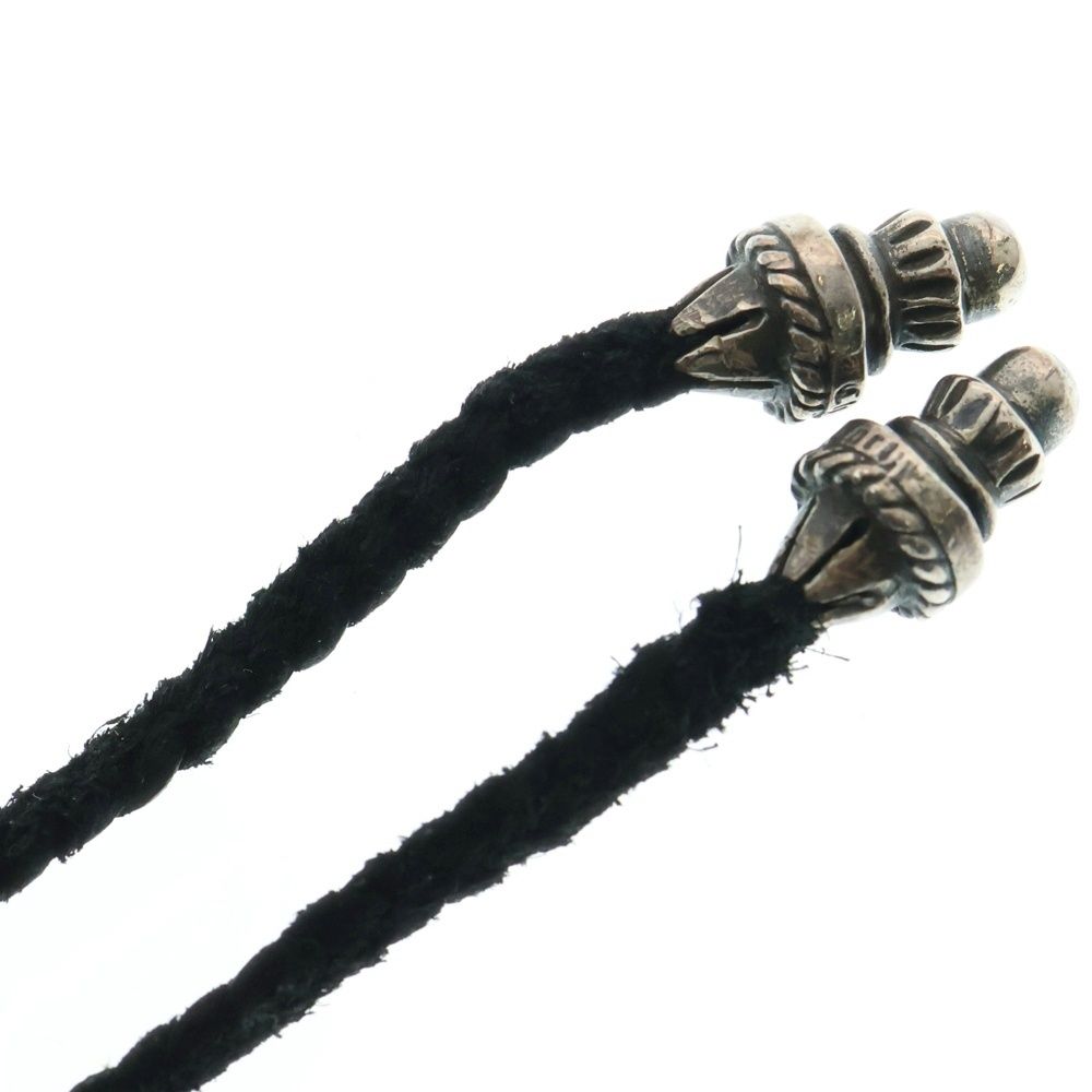  CHROME HEARTS クロムハーツ LEATHER BRAID ネックレス ボロチップ レザーブレイドネックレス ブラック シルバー その他 アクセサリー