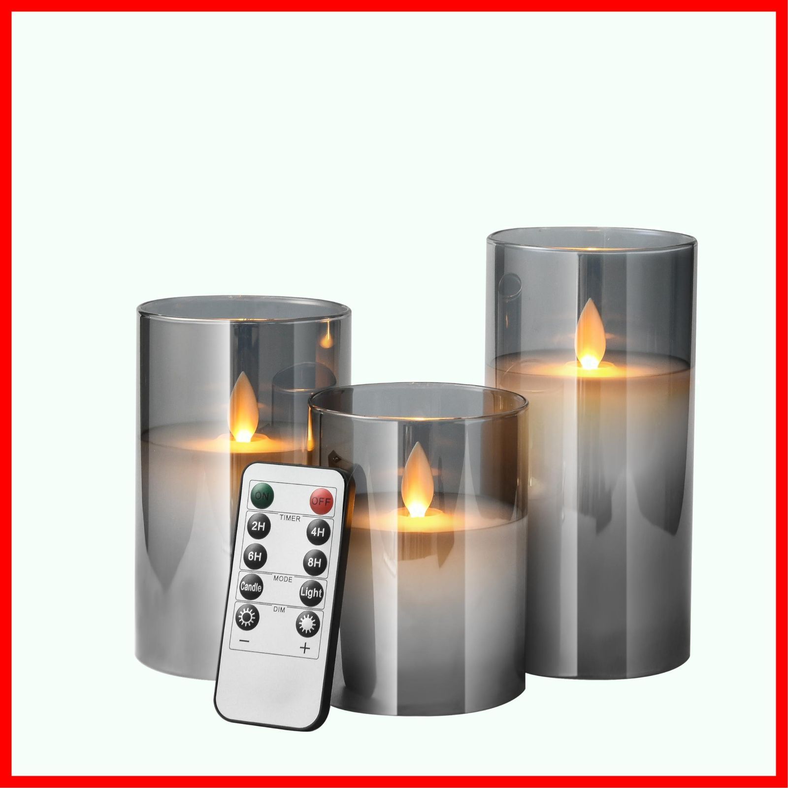 【数量限定】LEDキャンドルライト ledグラス AnnTec ブラック ロウソク 本物の炎のようにゆらめく3点セット 暖色光 火を使わない ゆらゆら揺れる 安全 省エネ 専用リモコン付き 明るさ調整 電