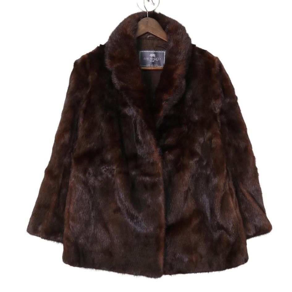 美品✨️サガミンク　銀タグ　ミンクコート　ファーコート　ダークブラウン　Lサイズ SAN MARCO SAGAMINK サガミンク 銀サガ 銀タグ 毛皮コート ファー