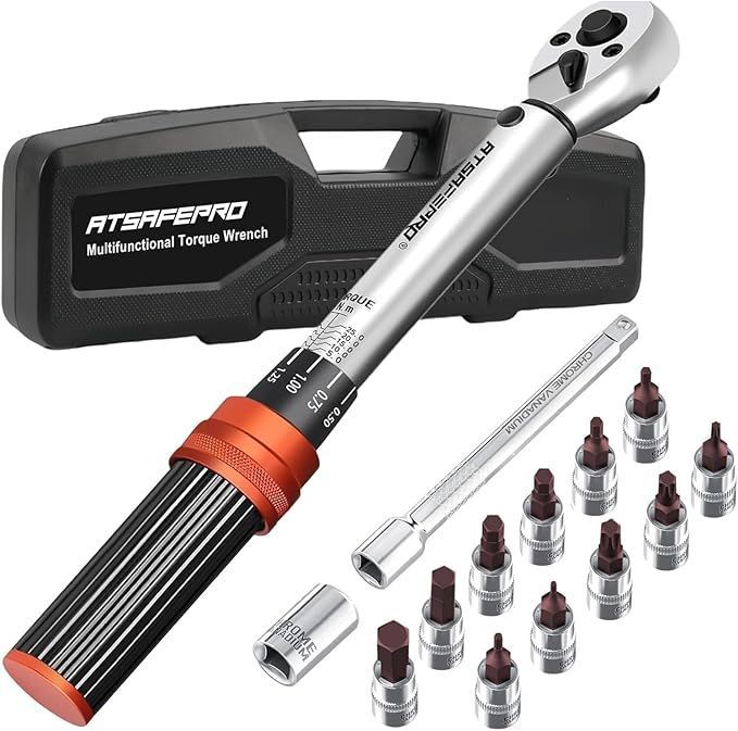 トルクレンチ 自転車/ATsafeproトルクレンチ バイク 5-25N.m 差込角6.35mm（1/4インチ）/トルクレンチ タイヤ交換 ...