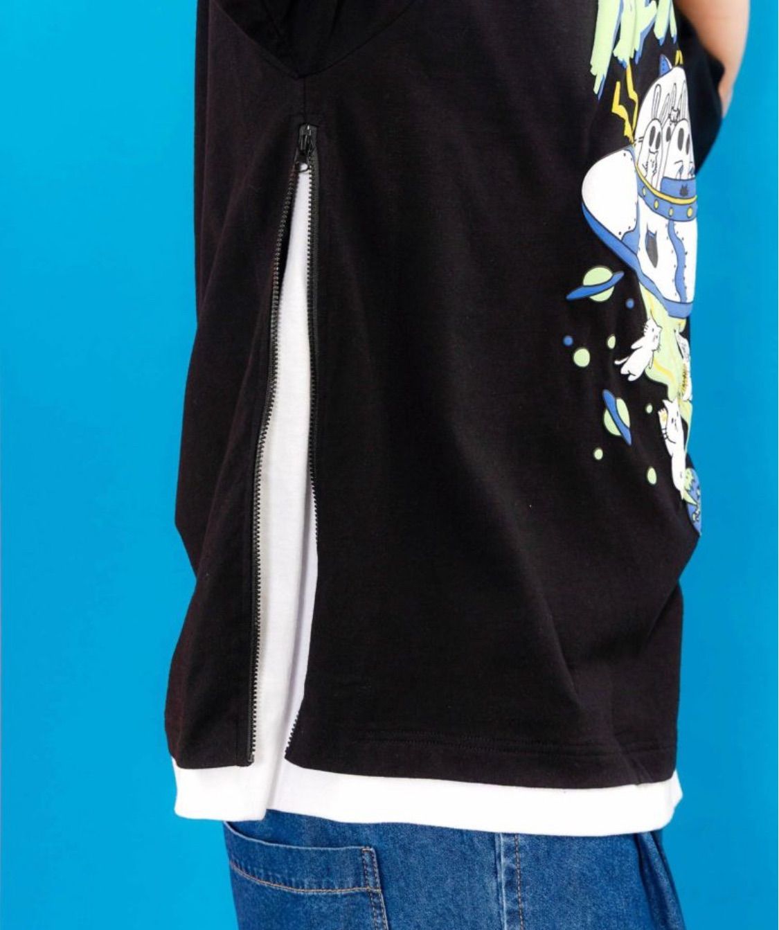 tシャツ 352120：ネコ好きおばけうさぎUFO柄Tシャツ レディース メンズ 352120：ネコ好きおばけうさぎUFO柄Tシャツの通販-ScoLar