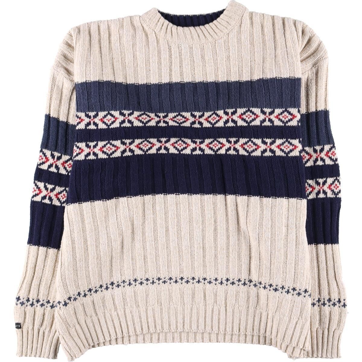 古着 90年代 ラルフローレン Ralph Lauren CHAPS チャップス 総柄 ノルディックセーター USA製 メンズXL ヴィンテージ/eaa321827