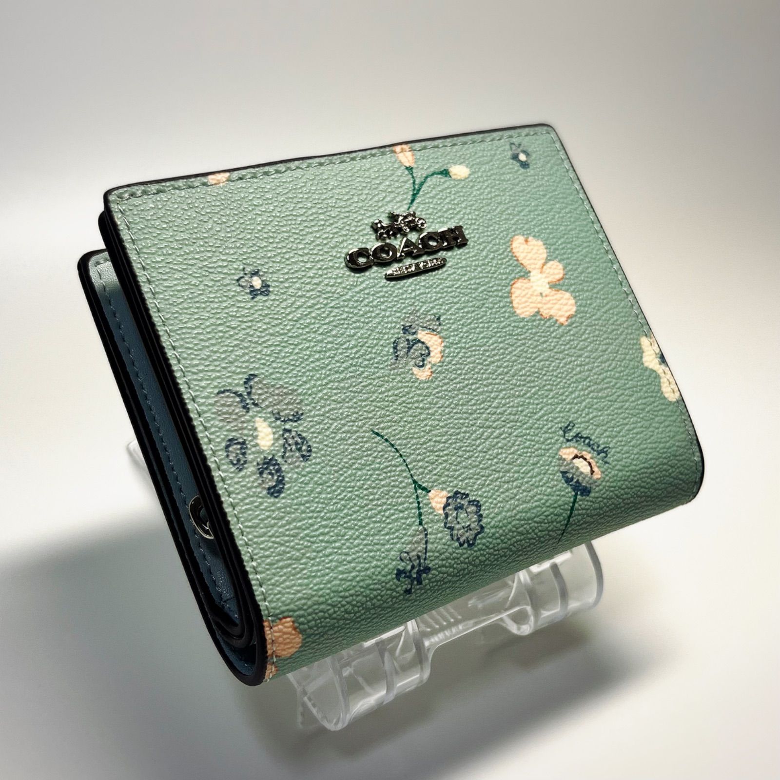 COACH コーチ 財布 花柄 C8703 水色 フローラルプリント 並行輸入