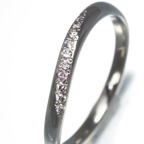 4℃ リング ピンクダイヤ ダイヤモンド ウェーブ 9号 Pt950 #170140  