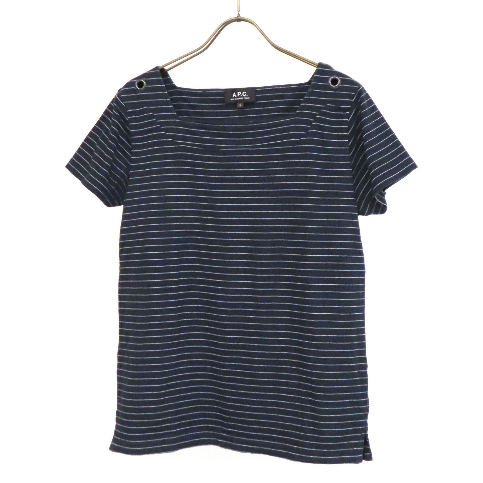 OD25103 美品 A.P.C. アーペーセー ボーダー柄 ボートネック コットン 