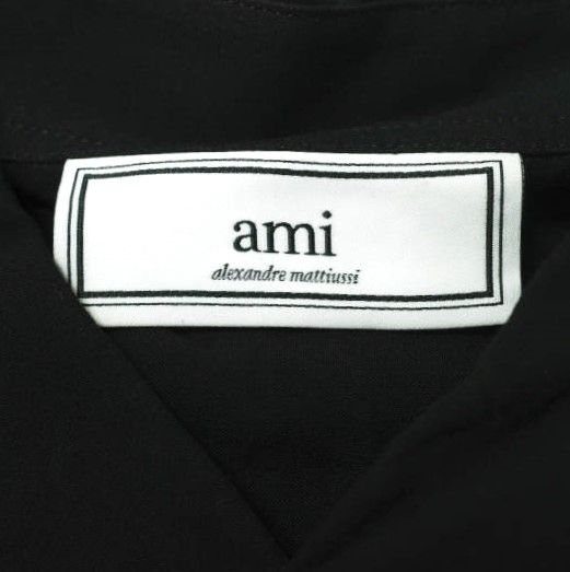 AMI Alexandre Mattiussi アミ アレクサンドルマテュッシ ポルトガル製 SUMMER FIT SHIRT レーヨンボタンダウンシャツ E16C05.51 40 ブラック 長袖 トップス g9291