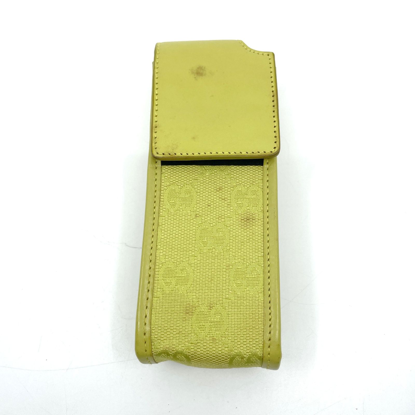GUCCI グッチ GGキャンバス 小物入れ ポーチ 039-2122-1077 キャンバス×レザー イエローグリーン