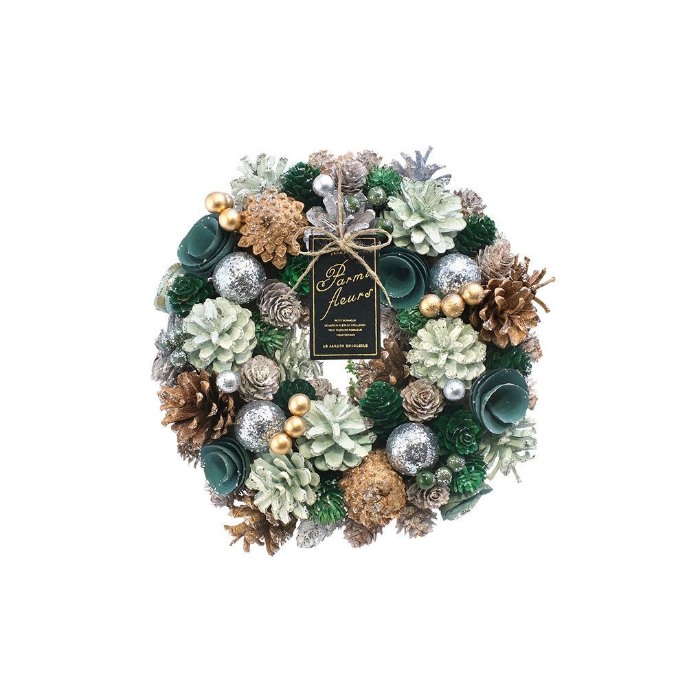 ノーブルエメラルド  ナチュラルリース M ナチュラルリース M リース 造花 お花 フラワーアレンジメント プリザーブドフラワー フラワーギフト 箱入り 年中 オールシーズン 玄関 おしゃれ オ