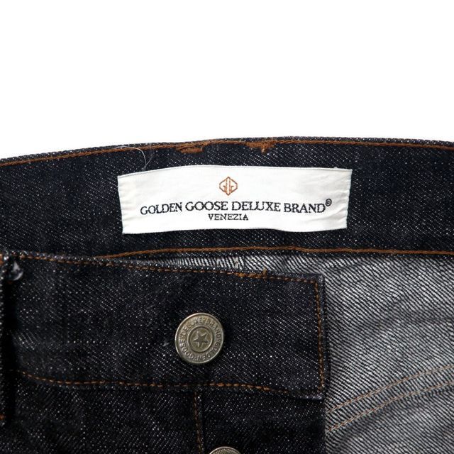 GOLDEN GOOSE DELUXE BRAND イタリア製 セルビッヂ テーパード デニムパンツ ブラックジーンズ  27 リジッドデニム コットン G25U504.A1