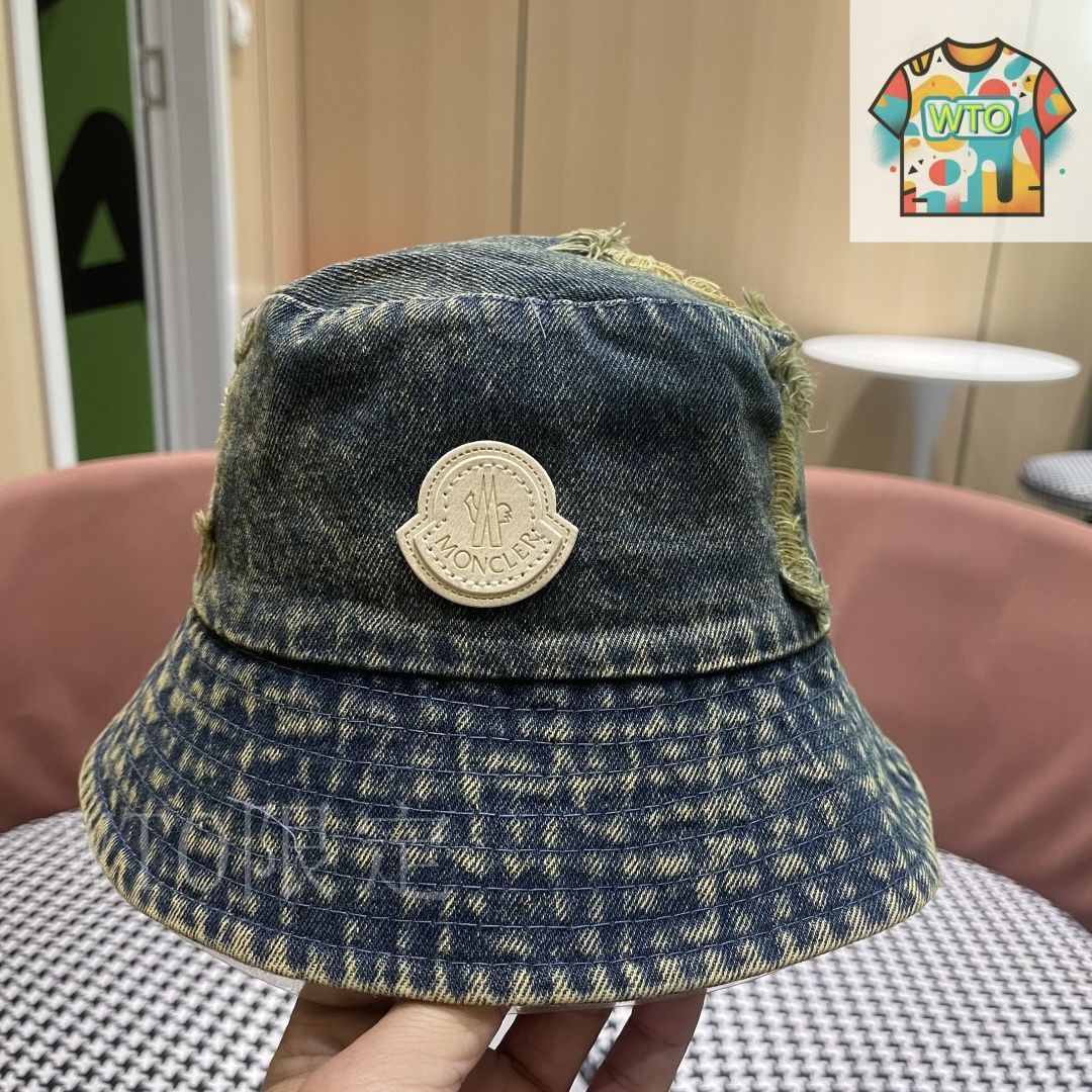 今日WTO】MONCLER 2025 春 破洞デニム バケットハット-QO55