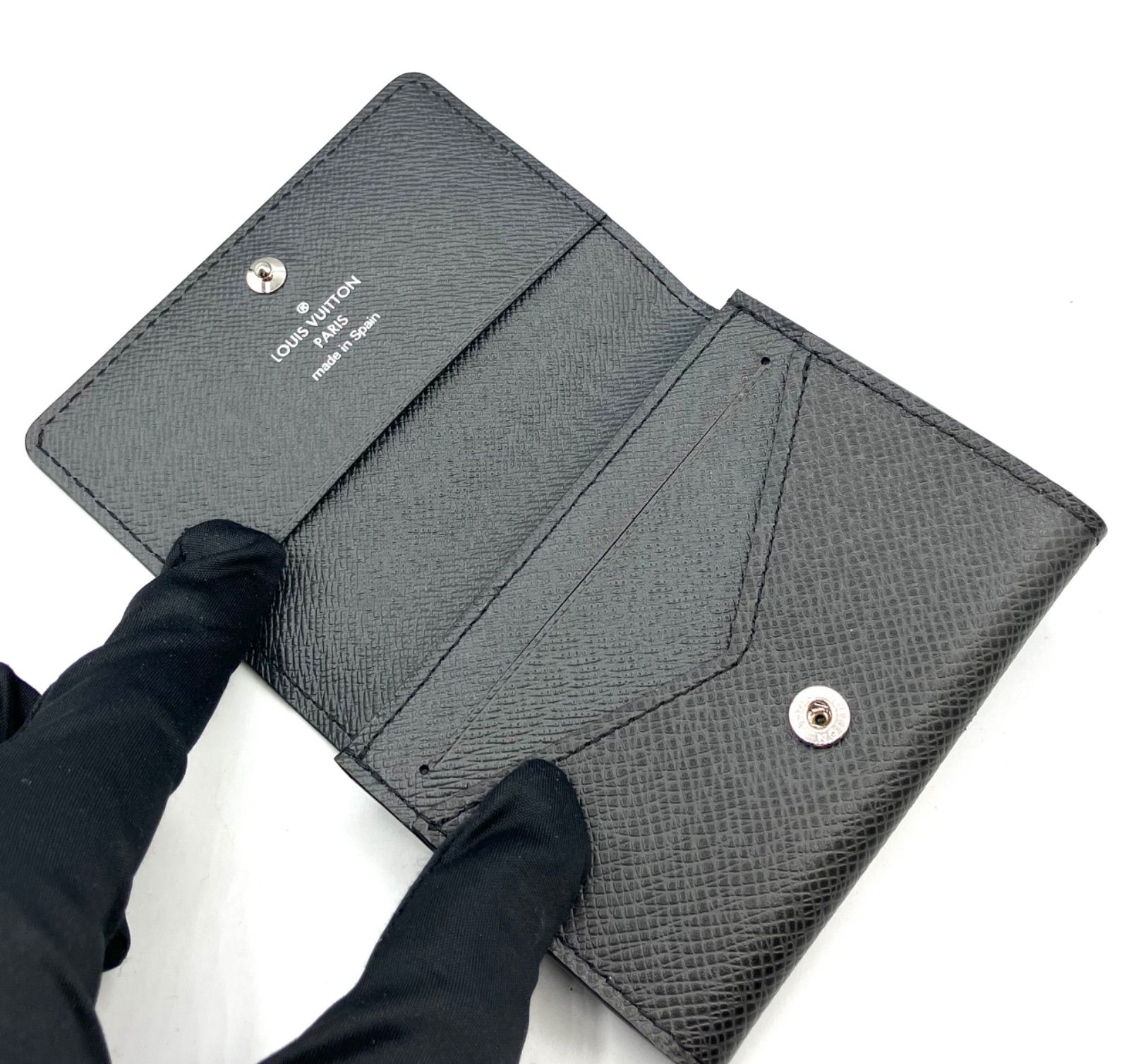 現行 極美品✨ヴィトン タイガ アンヴェロップ 名刺入れ M64595 黒 鑑定済み】正規品 ルイヴィトン LOUIS VUITTON タイガ