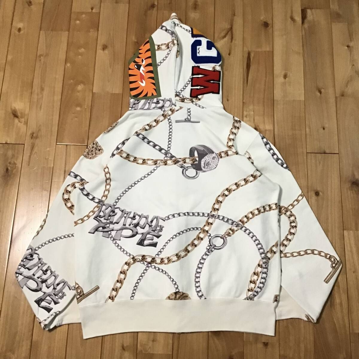 BAPE JEWELS SHARK FULL ZIP HOODIE Lサイズ white a bathing ape 