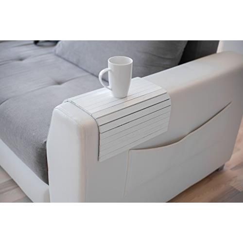 white 木製のソファーアームトレーの肘掛け卓ソファテーブルコースター