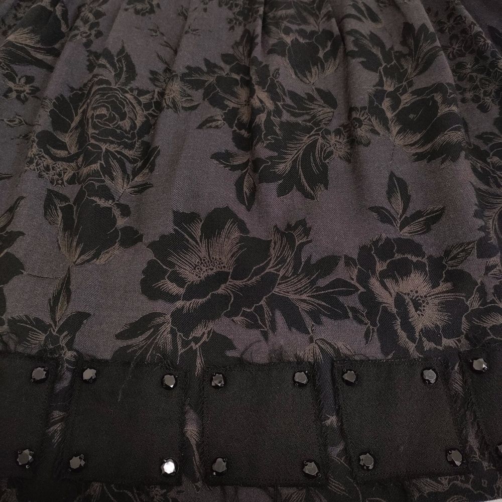 ETRO 花柄 ラインストーン付き サイズ42 ウール タック スカート