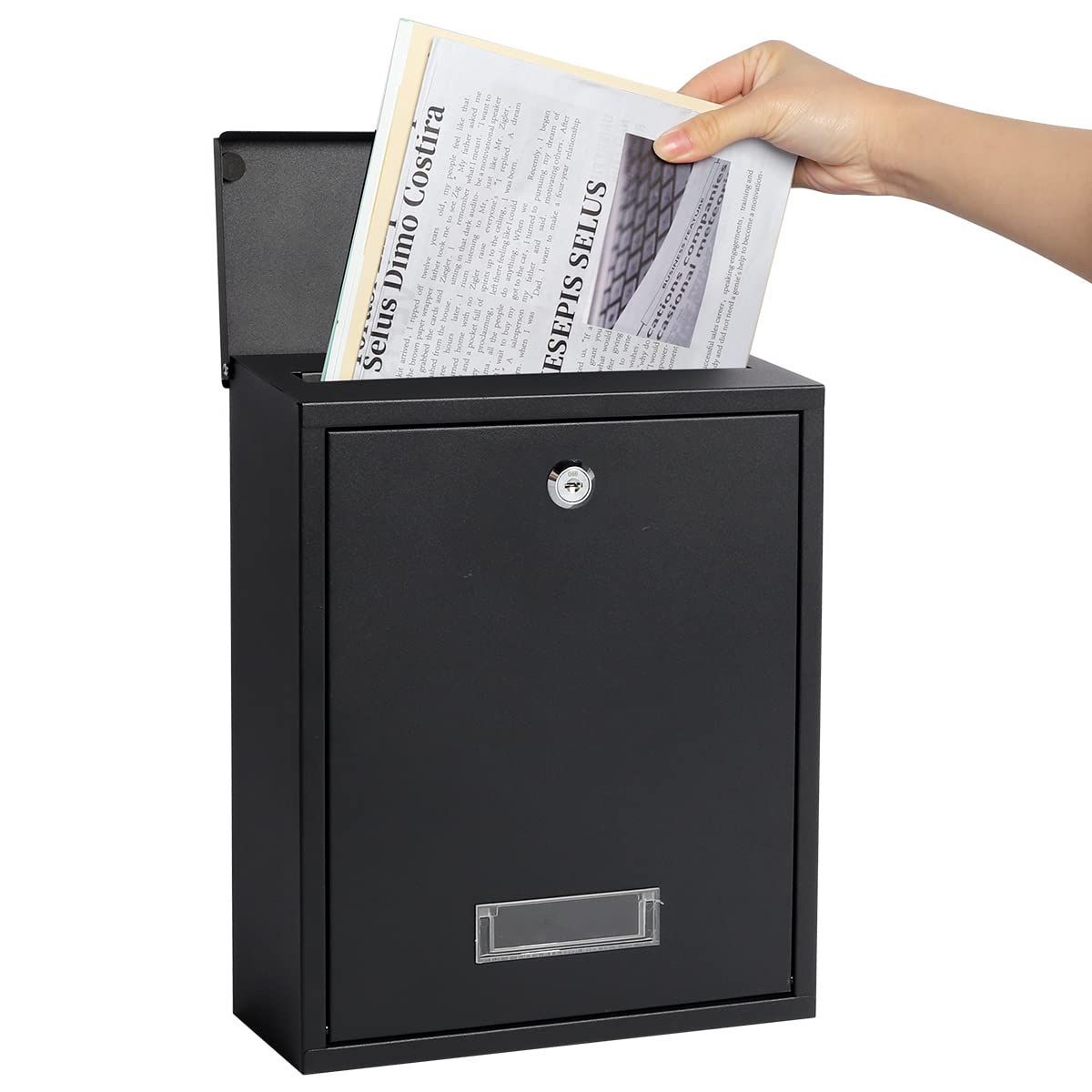 Lysmics 郵便ポスト メールボック 壁掛け ロック鍵付き A4サイズ対応 おしゃれ郵便受け 大容量 玄関 家庭用受け箱 (02-キーロック)