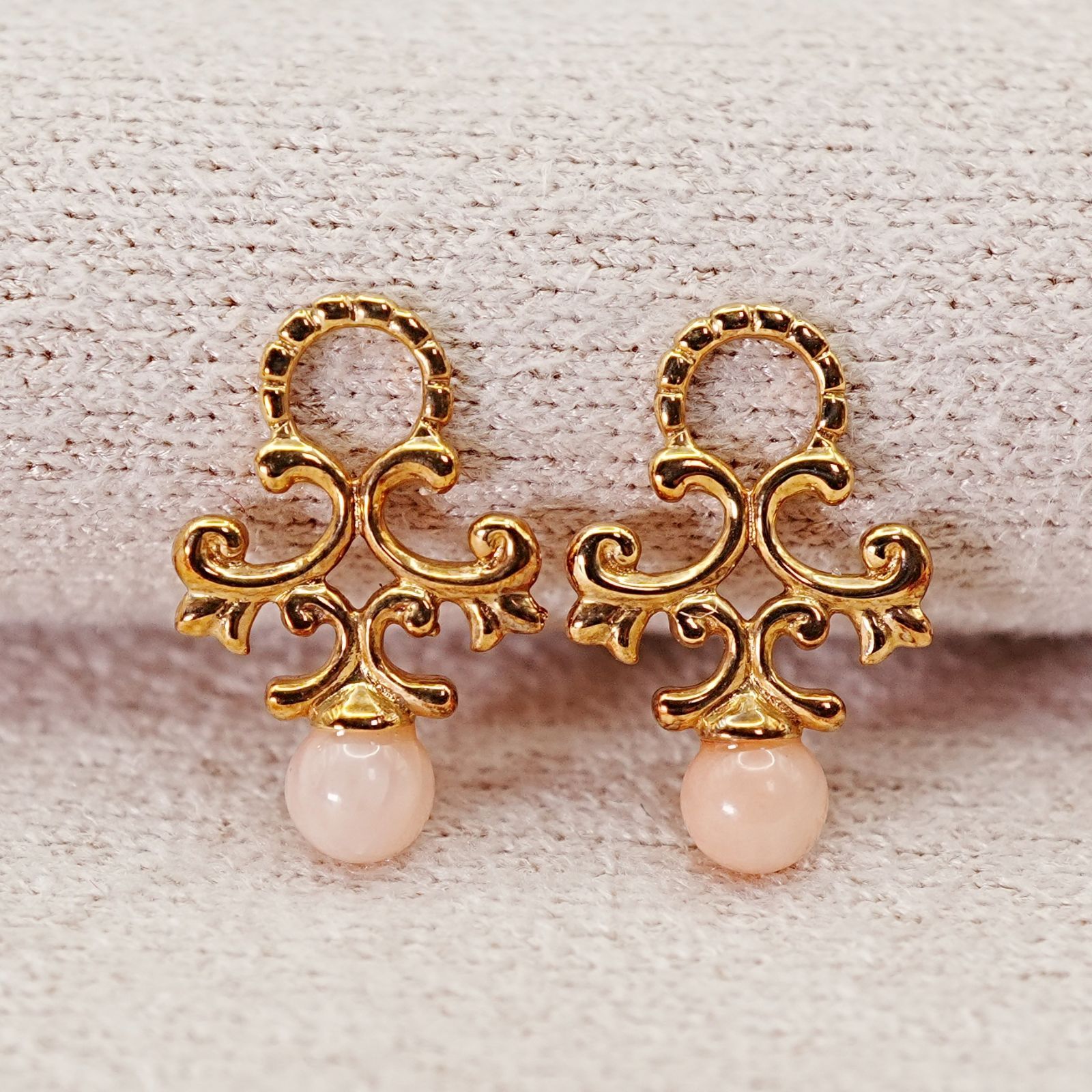 アガット 珊瑚 ピアスチャーム K14 コーラル 24-4317