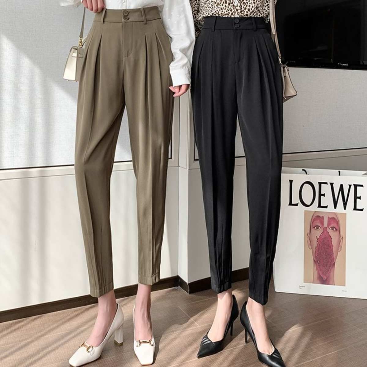 韓国 服 レディース パンツ 黒 テーパードパンツ カジュアル ボトムス 黒 楽天市場】オフィス パンツ ビジネス スーツパンツ セミブーツ
