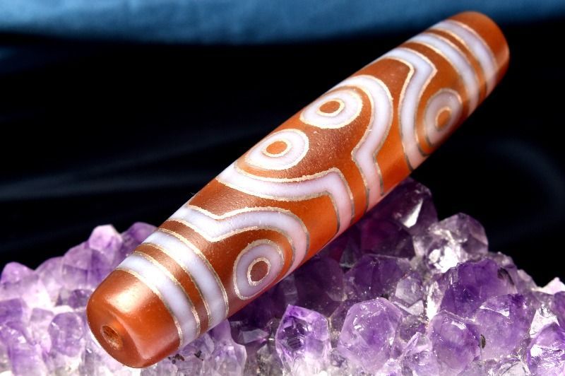 陰陽太極天珠 丸板型 瑪瑙 薬師天珠 チョーカー ネックレス 開運 厄除け b