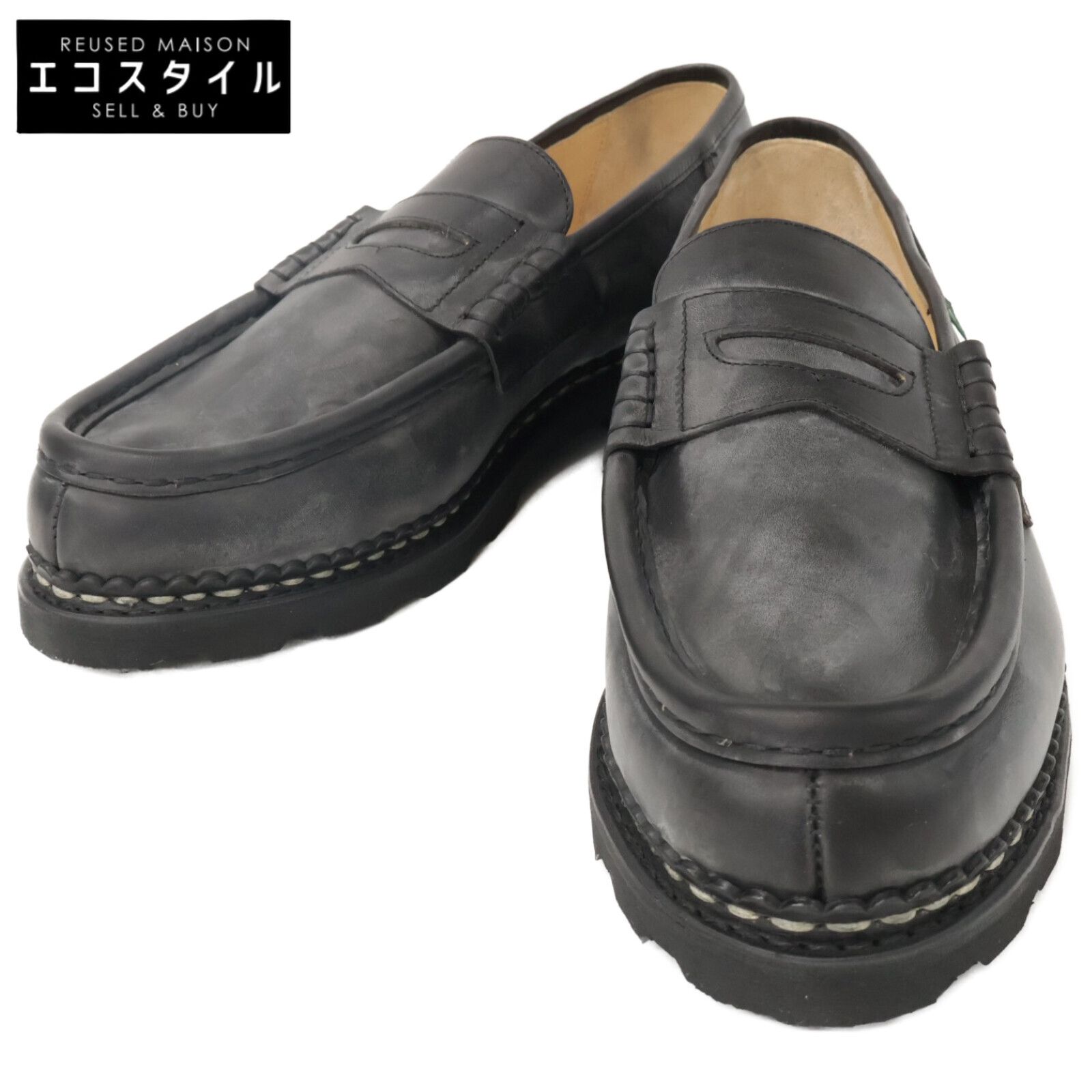 【PARABOOT パラブーツ】REIMS MARCHE Ⅱ ランス メンズ ローファー ブラウン サイズ UK 7 F レザー ラバーソール フランス製 カジュアル Paraboot REIMS LIS MARCHE II靴 NOIR 7.5 パラブーツ