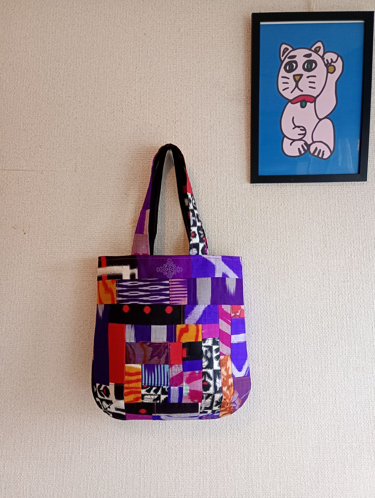 アンティーク着物リメイクラウンドトートバッグ