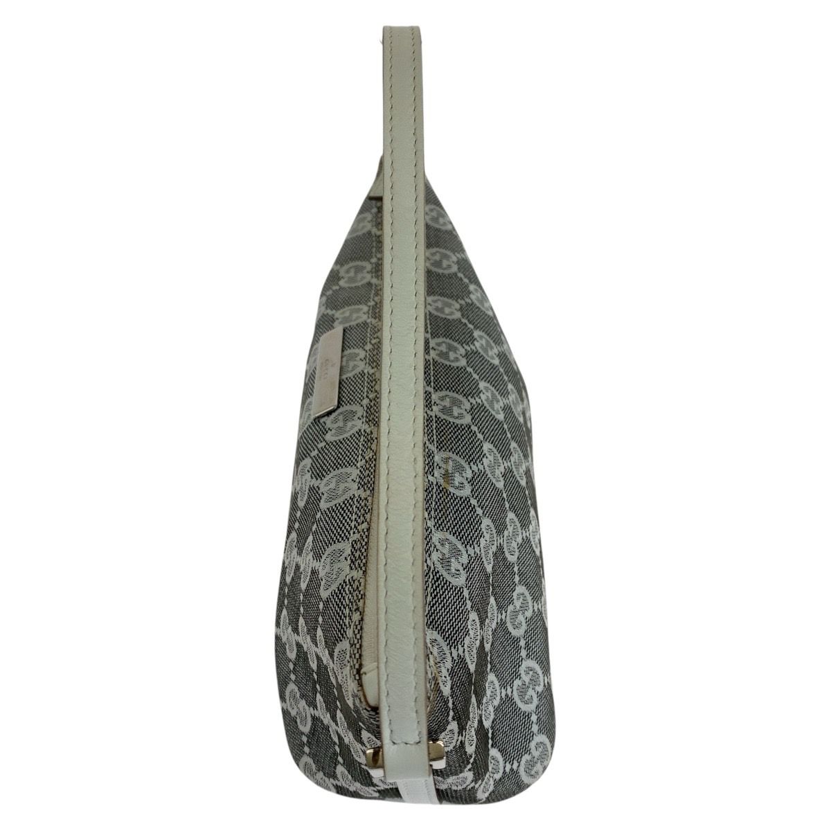 美品 GUCCI グッチ グレー ホワイト シルバー金具 GGキャンバス/レザー