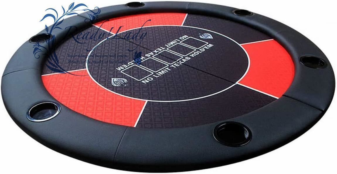 ポーカーテーブルトップ折畳式　ブルー　収納　ポーカー　カジノ　テキサスホールデム 折りたたみ式 ポーカーテーブルトップ 6人用 直径 120cm