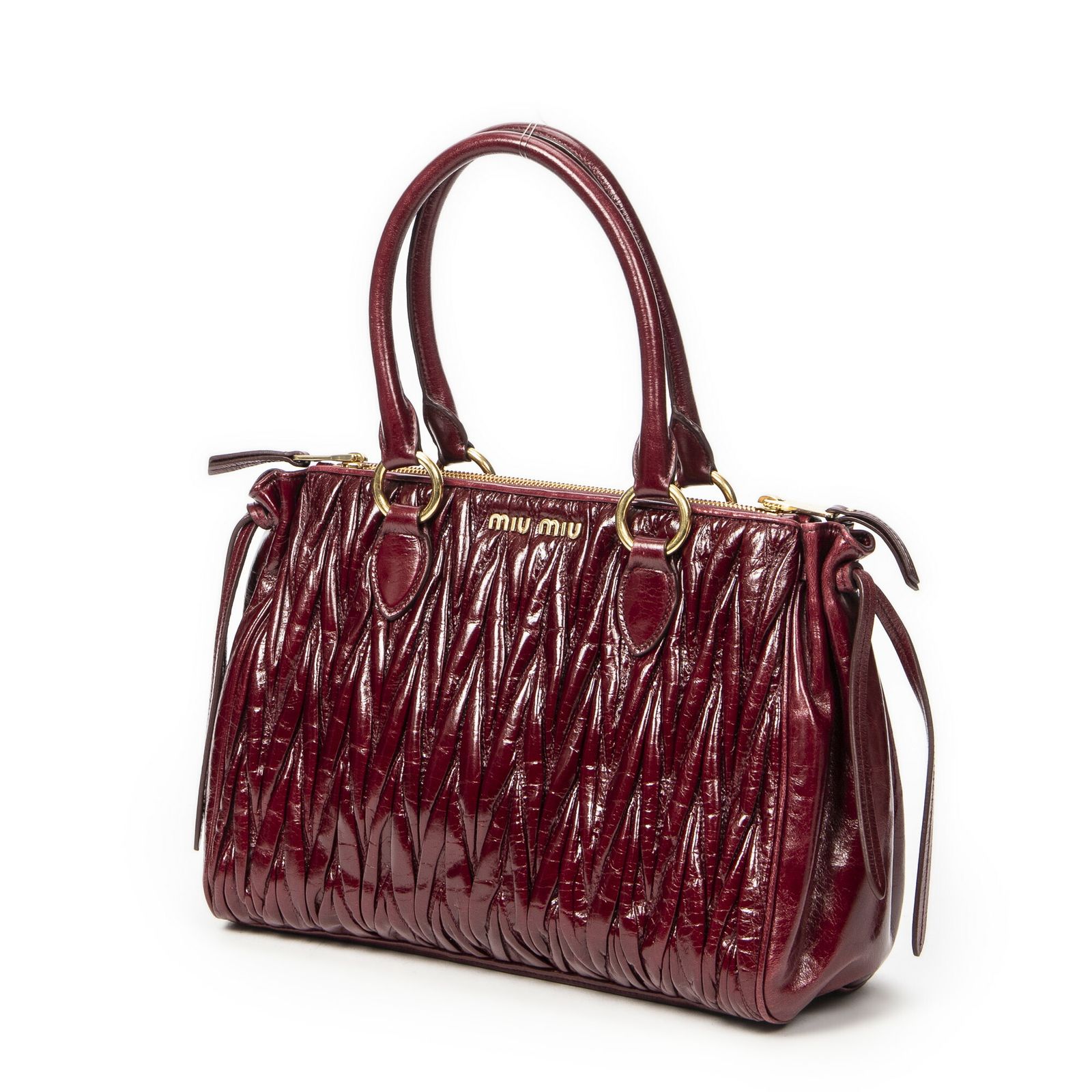 MIU MIU ミュウミュウバーガンディマトラッセ ラックス レザーA