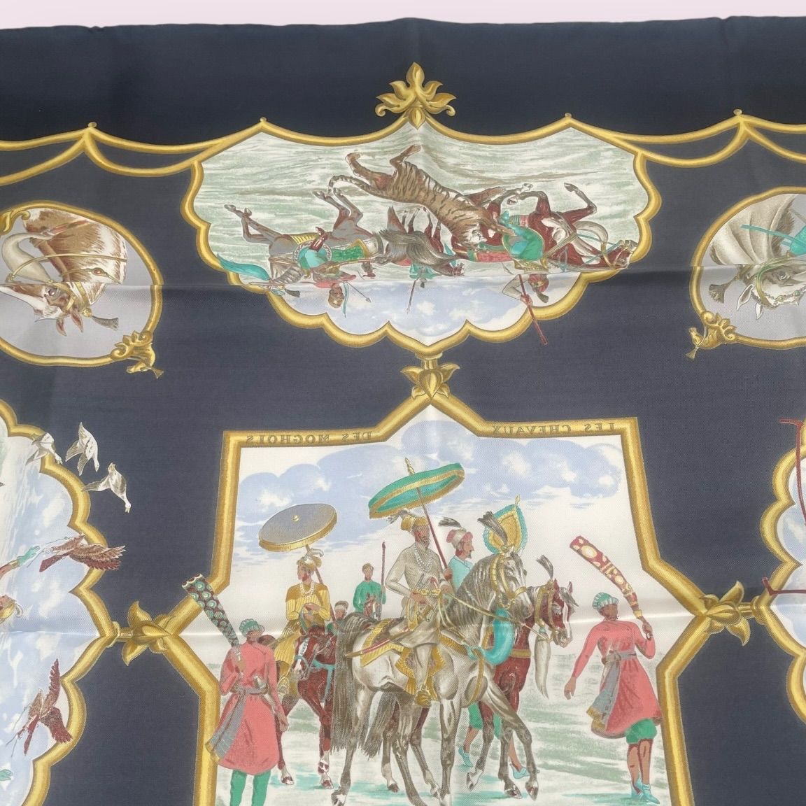 エルメス　シルク　カレ90 LES CHEVAUX DES MOGHOLS HERMES Scarf Carre90 Silk Square ''LES CHEVAUX DES MOGHOLS