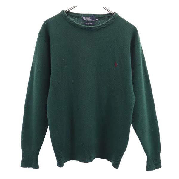 ポロバイラルフローレン ウール100％ 長袖 ニット M グリーン系 Polo by Ralph Lauren セーター ロゴ メンズ 古着 【231113】