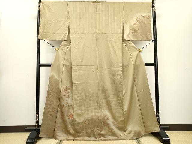 訪問着　中国三大汕頭刺繍 スワトウ刺繍 花菱文 暈し染め 金糸 金彩 逸品 平和屋着物▽中国三大刺繍 スワトウ刺繍 汕頭刺繍 訪問着 螺鈿