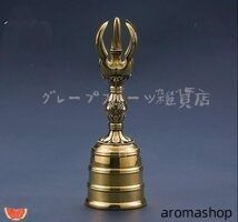 唐密 東密 チベット 金剛杵 五鈷鈴 金剛鈴 豆型 持鈴 密教法具 チベット仏教 真鍮 寺院仏具 法器 法具 魔除け 厄除け 儀式高 11cm