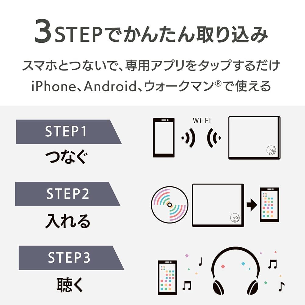 ホワイト スマホ用CDレコーダー