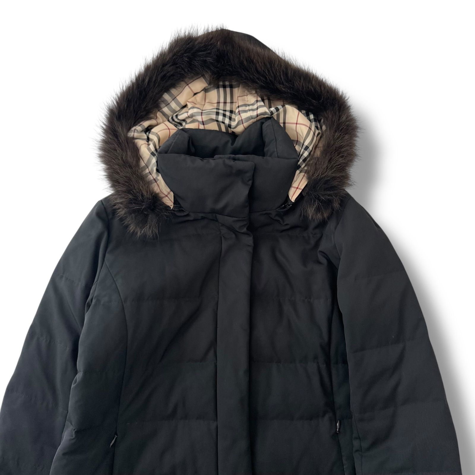 バーバリーロンドン ラクーンファー付き ダウンコート ノバ